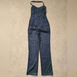 7 For All Mankind Dark Blue Denim Jumpsuit.
